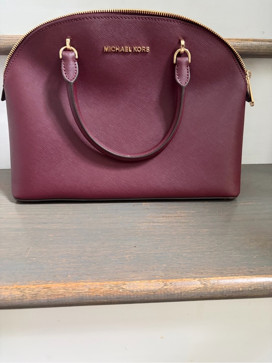 Michael Kors Handbags - Michael Kors Plum Saffiano Dome purse with Gold Hardware